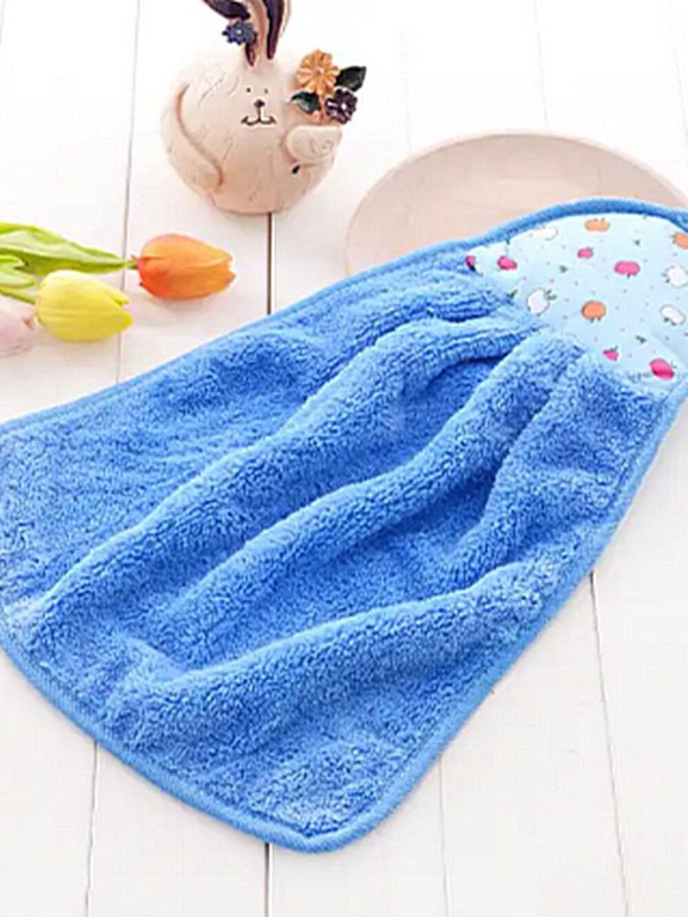 Anna Apple Decorative Fingertip Towel with Hanging Loop Sky Blue Gift Packaged